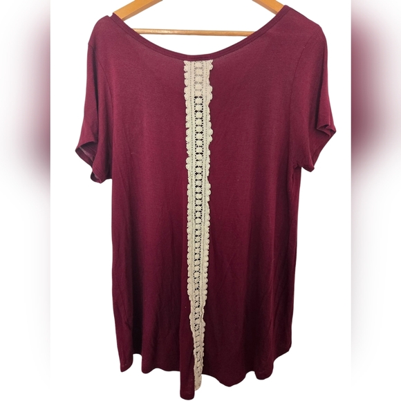 French Pastry Women's Burgundy Lace Back Top Size 2xl - Picture 3 of 4